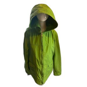 Talbots Jacket with Hoodie For Women Wind Breaker Zip Up & Pockets Sz L Green